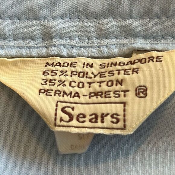 Vtg 70s/80s Sears Light Blue V Neck Polyester/Cotton Knit Top with 3/4 Sleeves - Picture 7 of 8